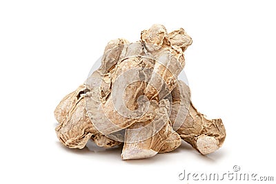Pile of Organic Dried Ginger root. Stock Photo