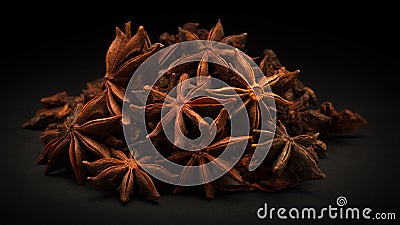 Pile of Organic Star anise (Illicium verum) Stock Photo