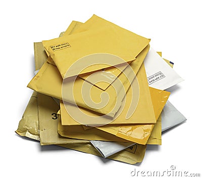 Pile of Padded Envelopes Stock Photo