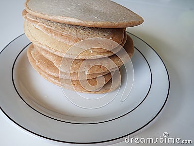 pile of pancakes on a plate Stock Photo