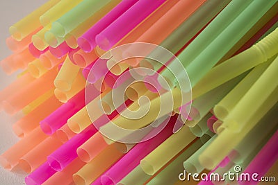 Pile of pastel colors plastic straws for beverage Stock Photo