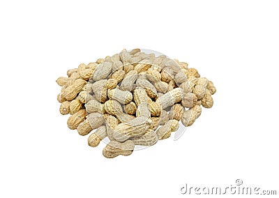 Pile peanuts with texture isolated on white background. Heap of peanut closeup Stock Photo