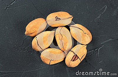 Pile pecan nut in shell Stock Photo