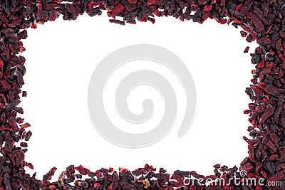 Pile of pieces dried red beetroot isolated on white background Stock Photo