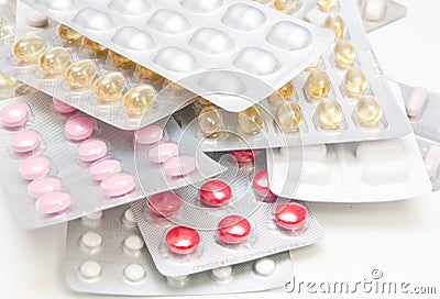 Pile of pills Stock Photo