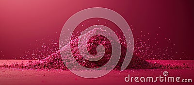 Pile of Pink Powder on Pink Background Stock Photo