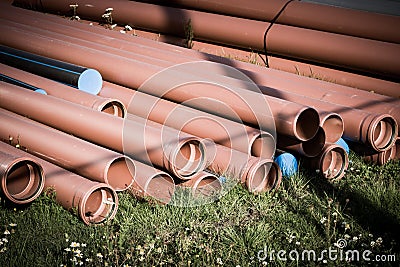 Pile of pipes Stock Photo