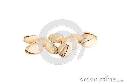 pile Pistachios isolated on white background, top view. Flat lay Healthy food concept Stock Photo