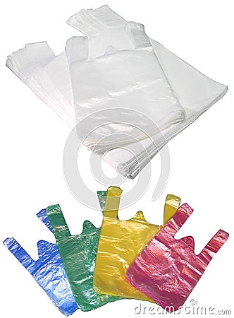 Plastic bags on a white background. Stock Photo