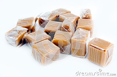 plastic wrapped caramels Stock Photo