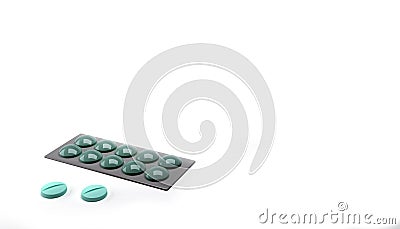 Pile of plates of pills on a white background Stock Photo