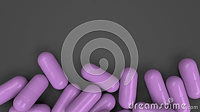 Pile of purple medicine capsules Cartoon Illustration