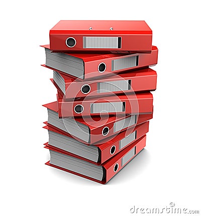 Pile of red binder folders Stock Photo