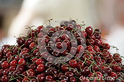 Pile of red cherries Stock Photo