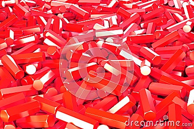 A pile of red hexagon details Cartoon Illustration