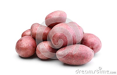 Pile of potatoes isolated on white Stock Photo