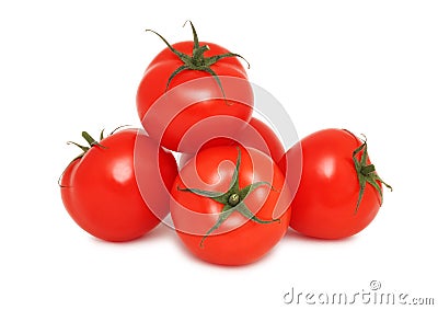 Pile of ripe tomatoes (isolated) Stock Photo