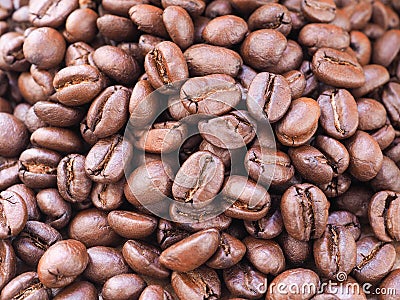 A pile roasted coffee beans Stock Photo