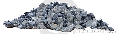 Pile rocks isolated on white background. Clipping path Stock Photo