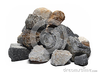 Pile rocks isolated on white background Stock Photo