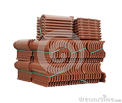 Pile of roofing tiles packaged. Stock Photo