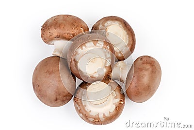 Pile of royal champignon mushrooms on white background, top view Stock Photo