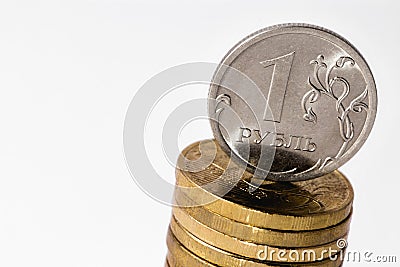 Pile of Russian rubles Stock Photo