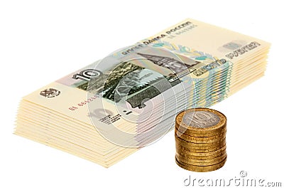 Pile of russian money Stock Photo