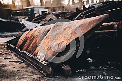 a pile of rusted metal objects Stock Photo