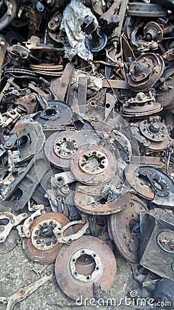 Pile of Scrap iron from automotive parts Stock Photo