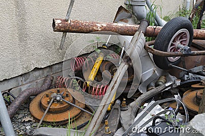 A pile of scrap metal and automotive junk Stock Photo