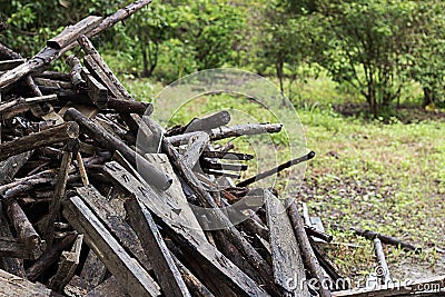 pile of scrap wood Stock Photo