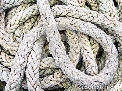 Pile of ship ropes Stock Photo