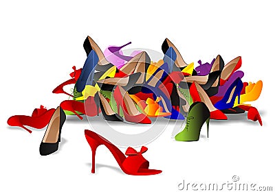 Pile of shoes Vector Illustration