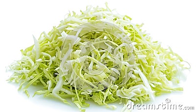 Pile of shredded fresh Chinese cabbage isolated on white, top view. Stock Photo