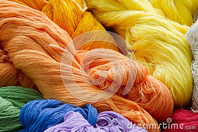 Pile of Silk Threads Stock Photo