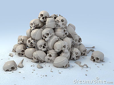 Pile of skulls 3d illustration Cartoon Illustration