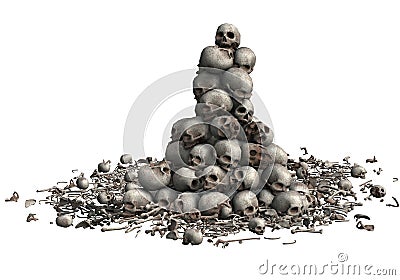 Pile of skulls and bones Stock Photo