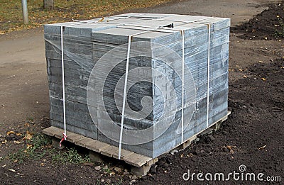 A pile of slabs on a wooden pallet Stock Photo