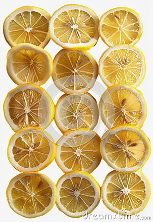 Pile of Sliced Lemons on Table Stock Photo