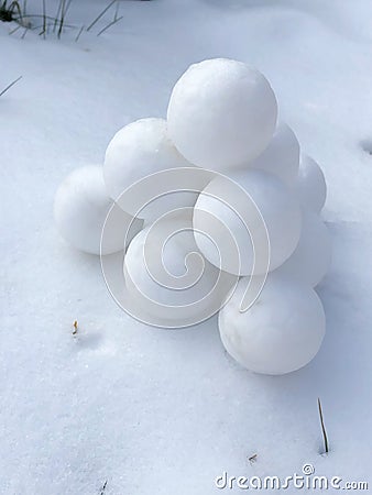 A pile of snowballs Stock Photo