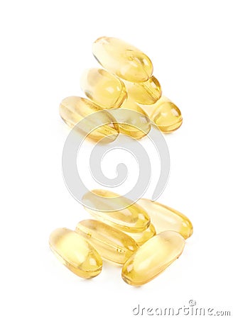 Pile of softgel pills isolated Stock Photo