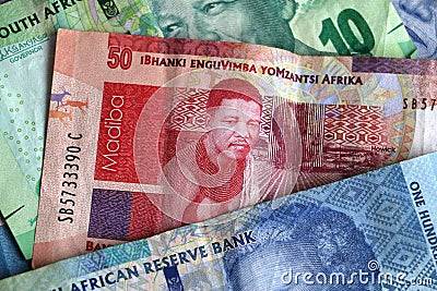 Pile of South african money notes Editorial Stock Photo