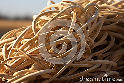 a pile of spaghetti noodles in a field Stock Photo