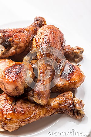 Spicy Glazed Roasted Chicken Drums Stock Photo