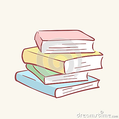 Pile stack books hand drawn style vector doodle design illustrations Vector Illustration