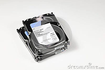 pile or stack of Hight capacity HDD, hard disk drives 3.5