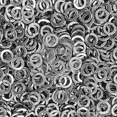 Pile of stainless steel spring washers Stock Photo