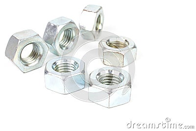 Pile of steel Hexagon Nuts. Stock Photo