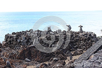 A pile of stones made into scuptures Stock Photo